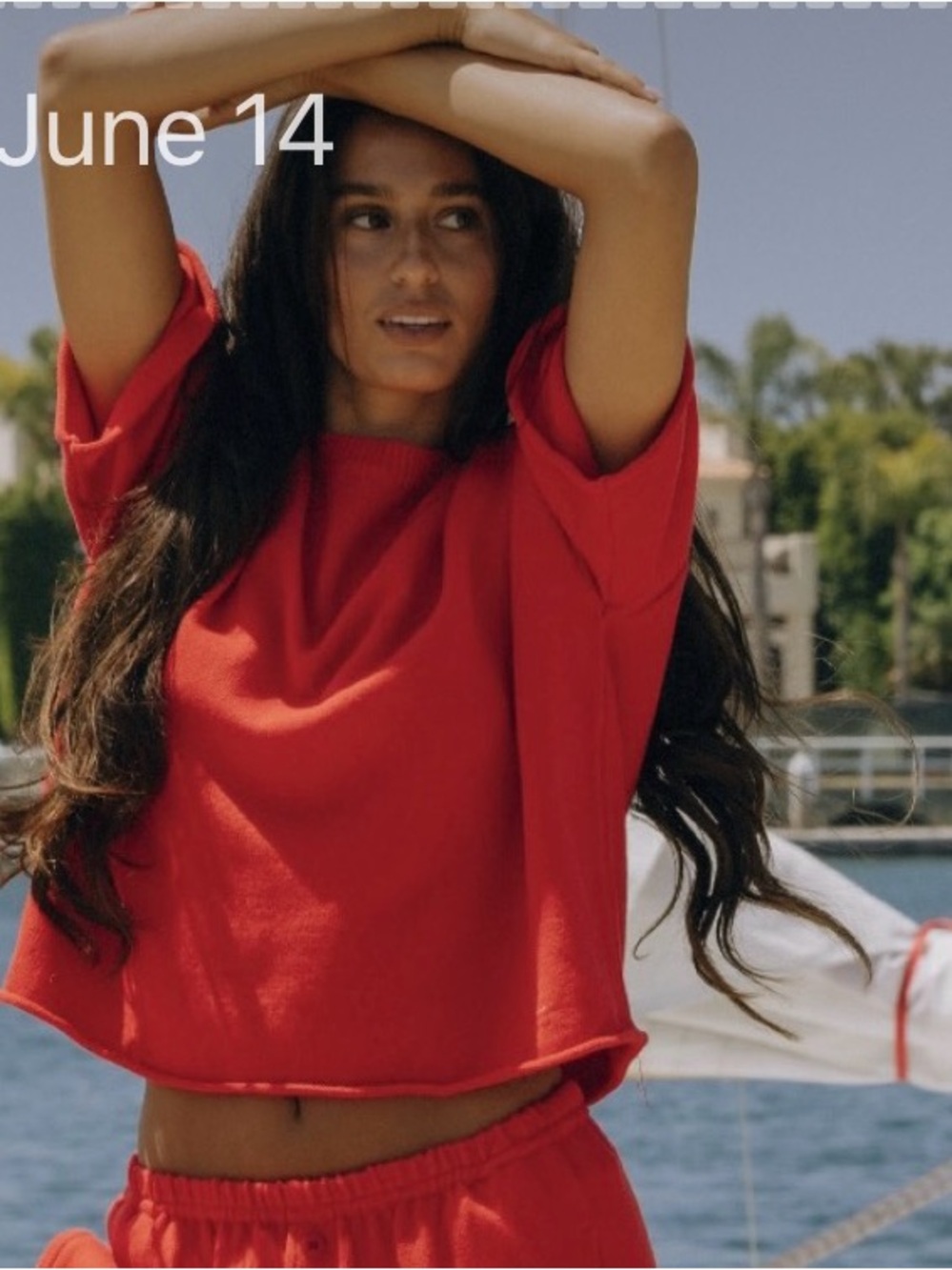Daily Drills Red Knit Cropped Sleeve Sweater